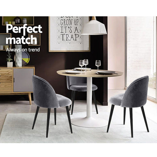Velvet Dining Chairs – Set of 2  Dark Grey