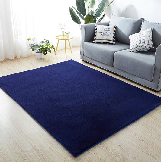Lily Navy Blue Chinchilla Faux Fur Rug