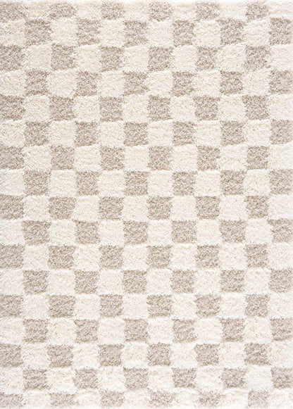 Atira Light Brown Checkered Rug