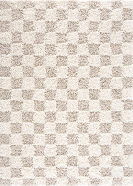 Atira Light Brown Checkered Rug