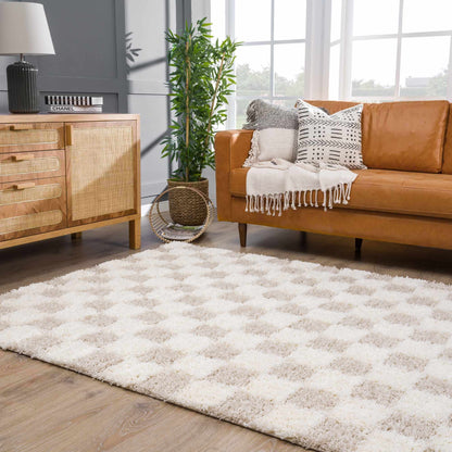 Atira Light Brown Checkered Rug