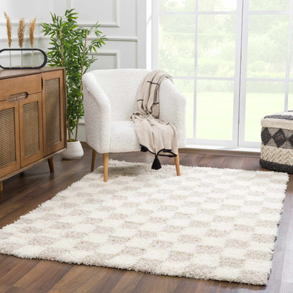 Atira Light Brown Checkered Rug