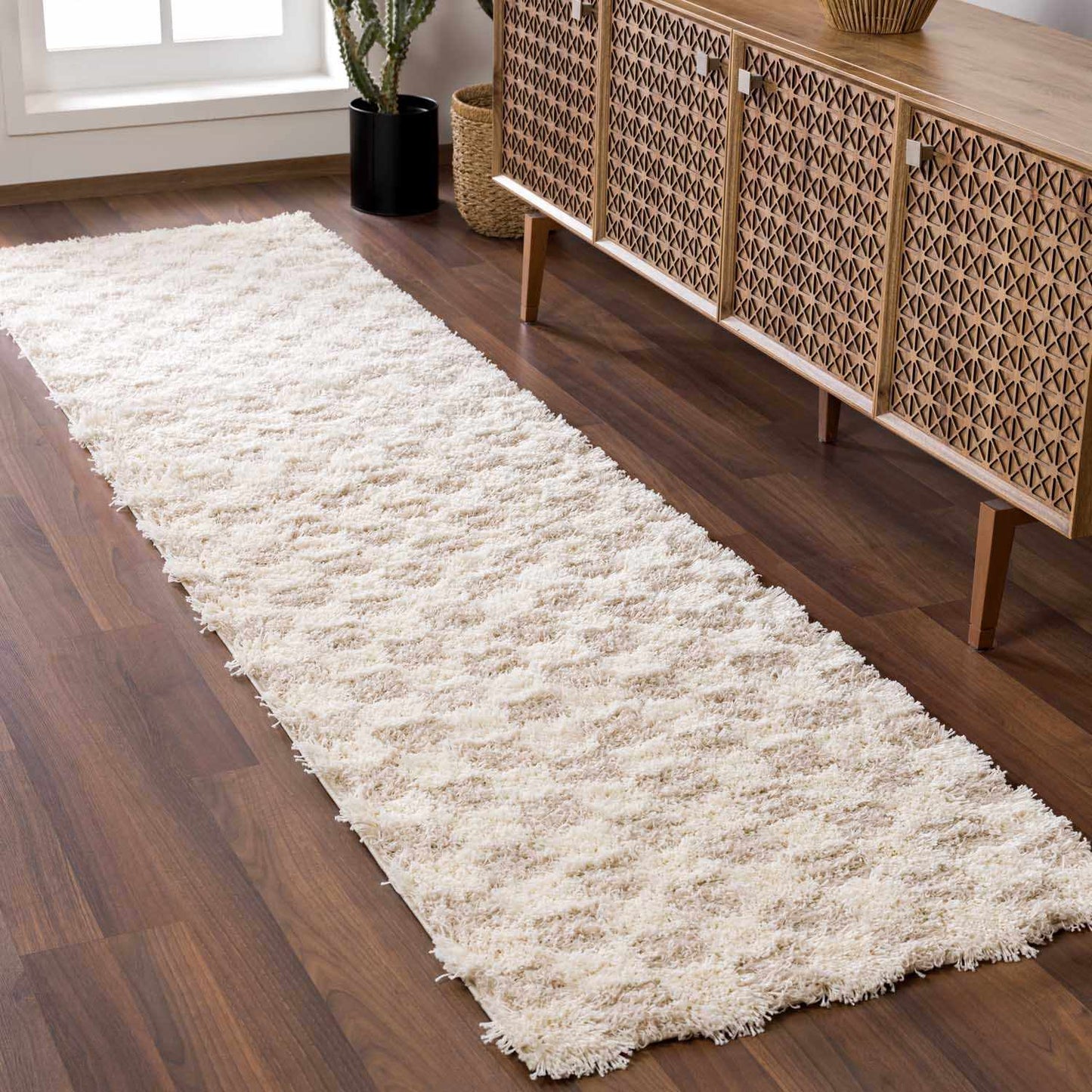 Atira Light Brown Checkered Rug