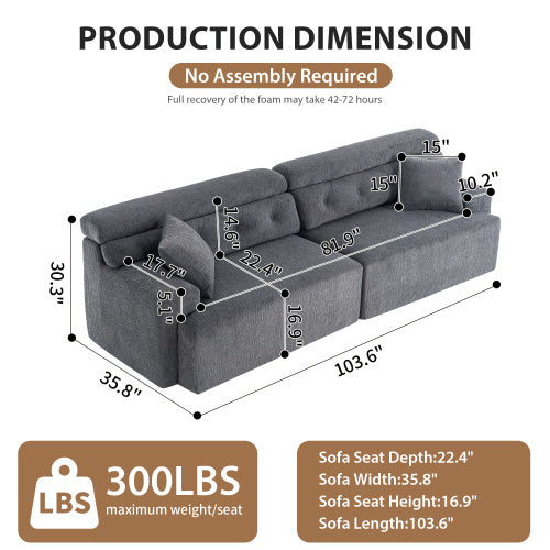 LY-029 GRAY COMPRESSION SOFA 4-seater Combined Sofa, Wood Grain