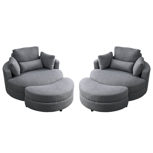 Swivel Accent Barrel Modern Dark Grey Sofa Lounge Club Big Round Chair