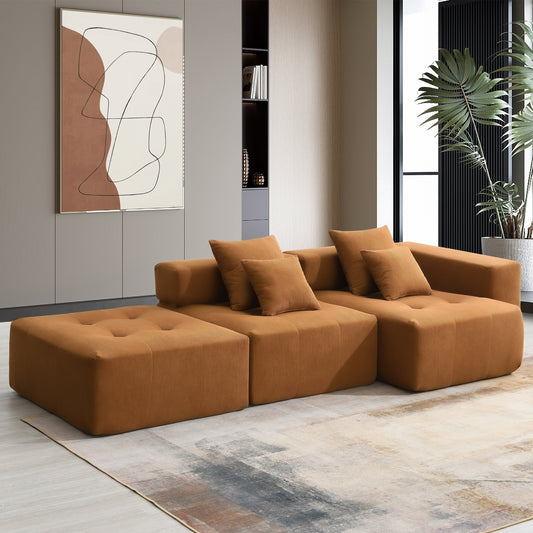Brown Corduroy Modular Sectional Sofa