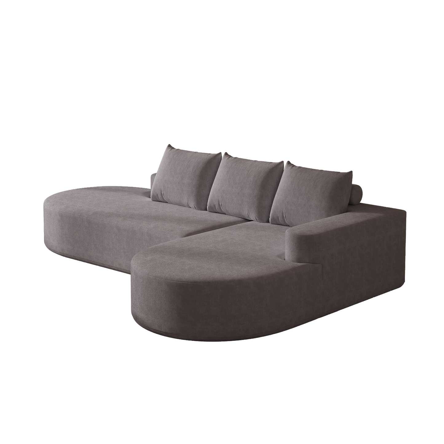 Grey Chenille Curved Sofa
