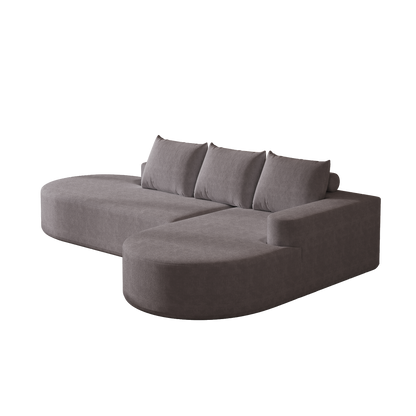 Grey Chenille Curved Sofa