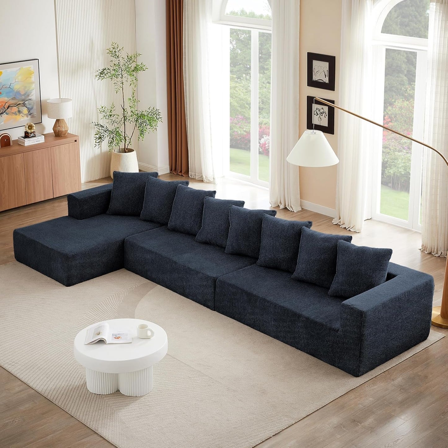 Black Chenille Sofa 159"