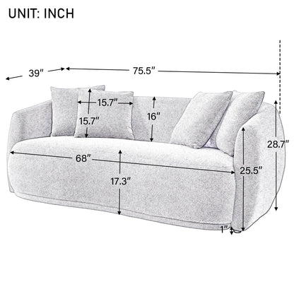 Modern Cashew-Shaped Sofa Set in Soft Grey
