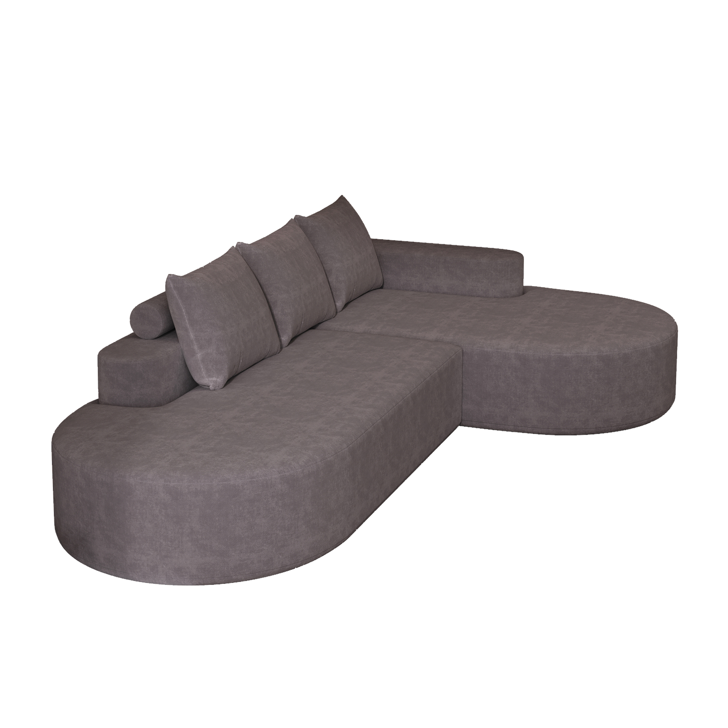 Grey Chenille Curved Sofa
