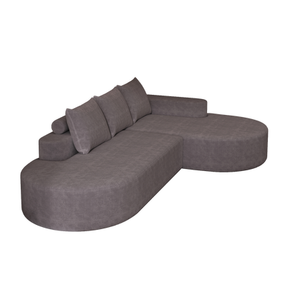 Grey Chenille Curved Sofa