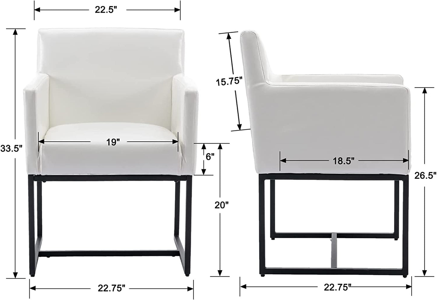 White Upholstered Armchairs Set of 4
