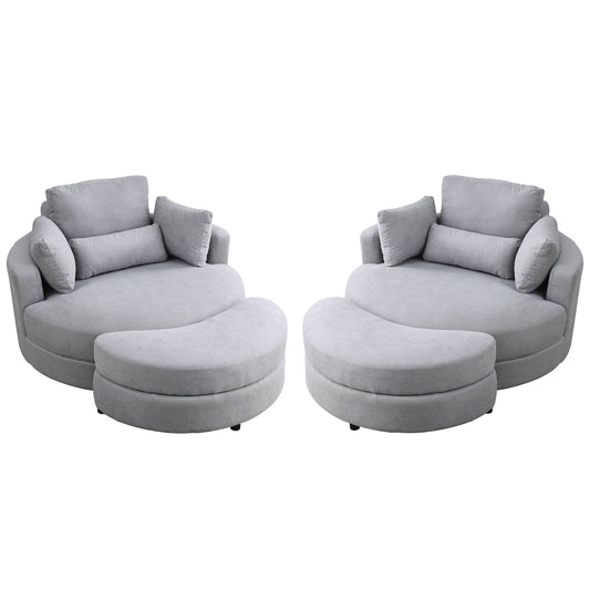 Swivel Accent Barrel Modern Grey Sofa Lounge Club Big Round Chair with