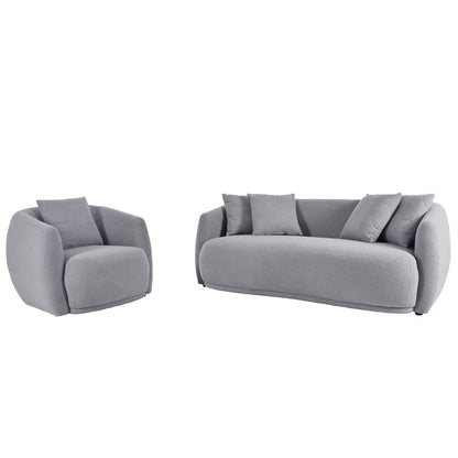 Modern Cashew-Shaped Sofa Set in Soft Grey