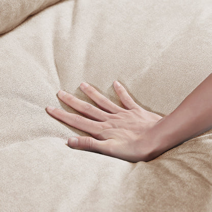 Beige L-Shaped Linen Sectional Sofa