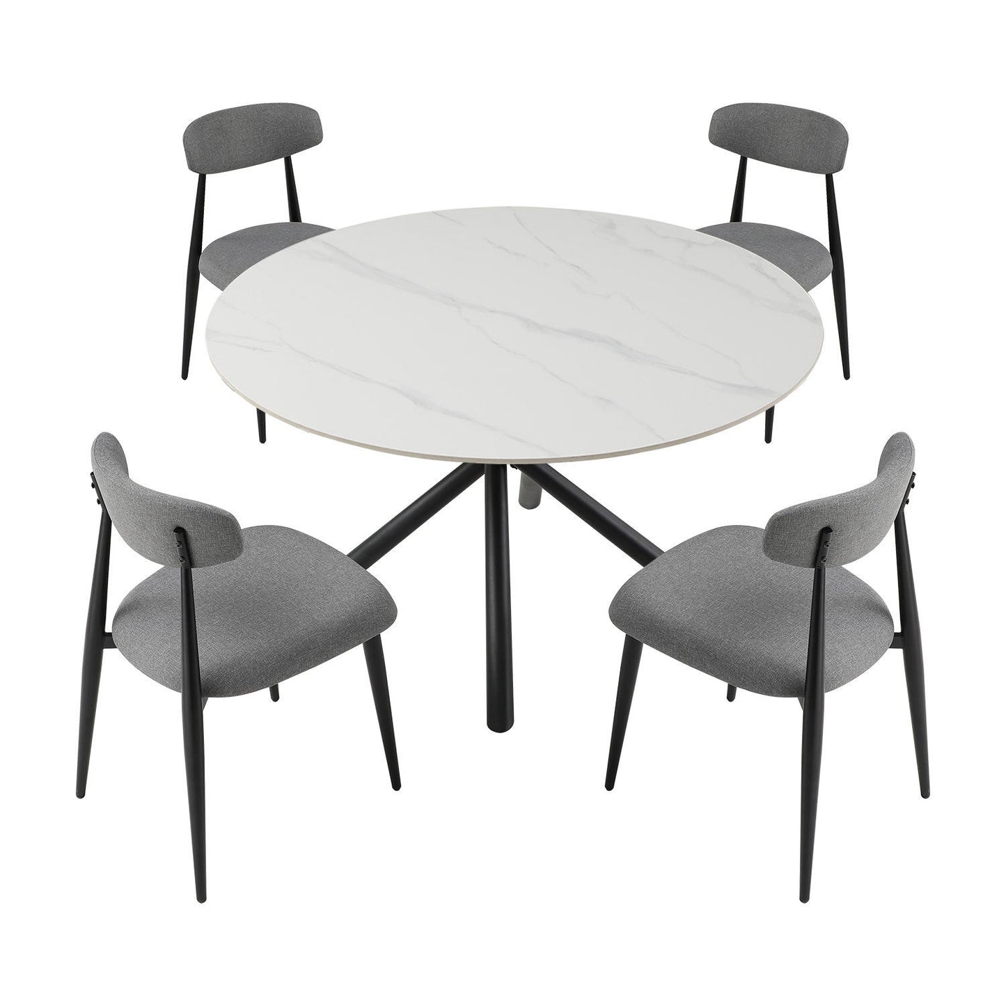 (Set of 6)Modern Gray Dining Chair with Curved Backrest