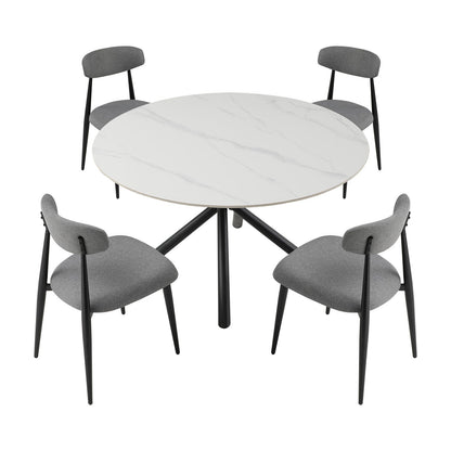 (Set of 6)Modern Gray Dining Chair with Curved Backrest