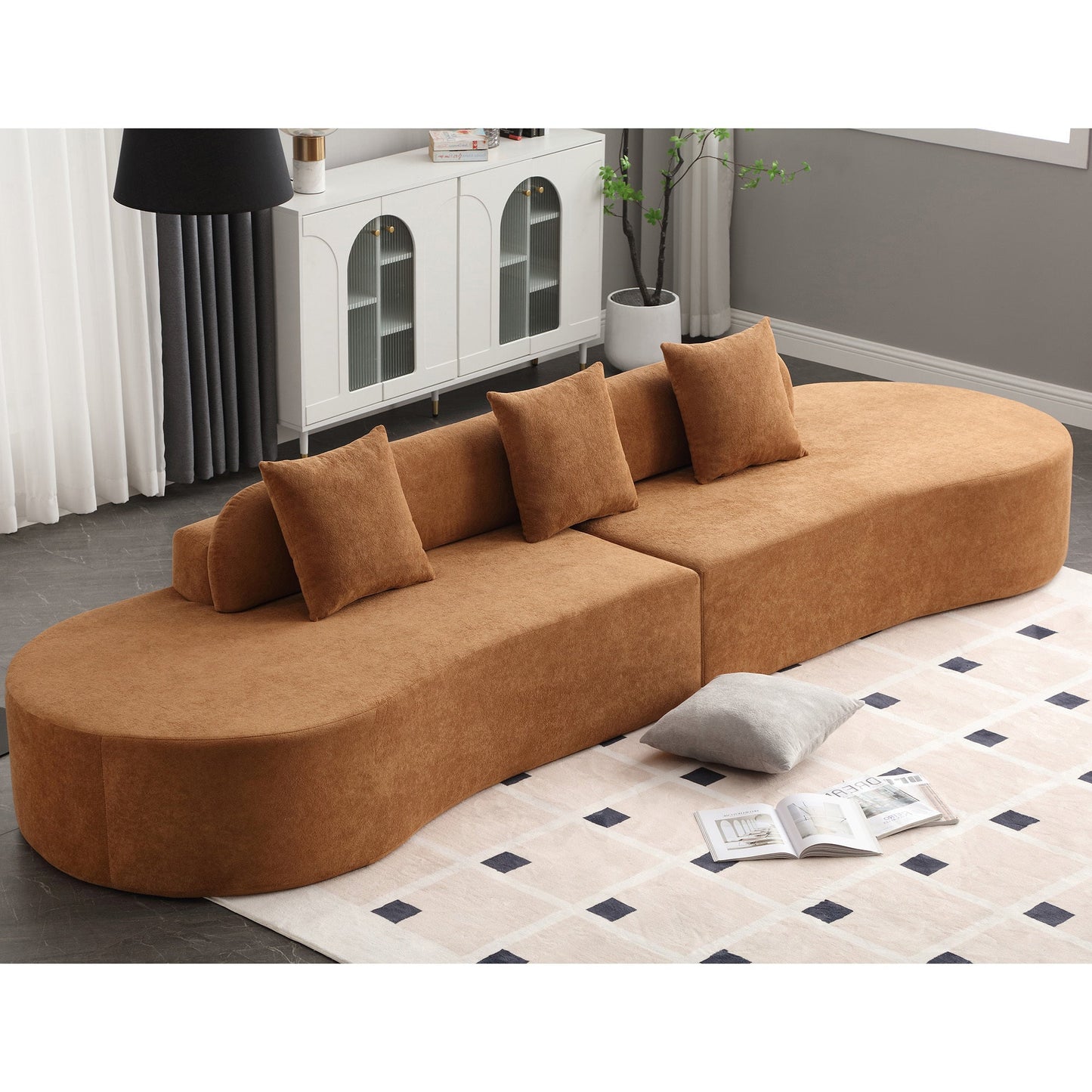 Brown Curved Cloud Modular Sofa