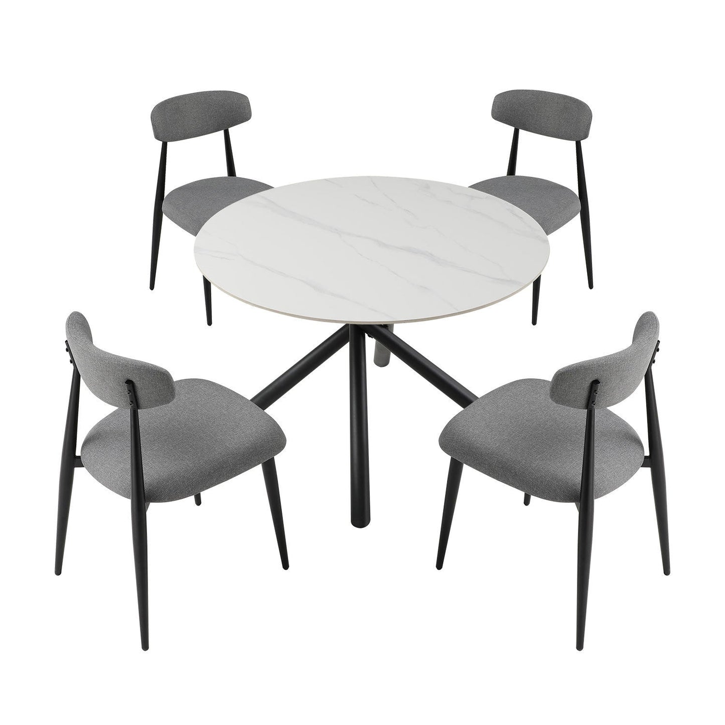 (Set of 6)Modern Gray Dining Chair with Curved Backrest