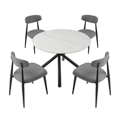 (Set of 6)Modern Gray Dining Chair with Curved Backrest