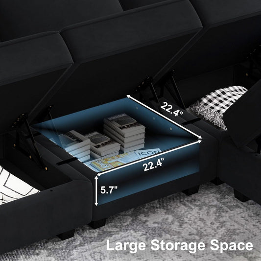 Modular  Sofa Velvet Couch with Chaise