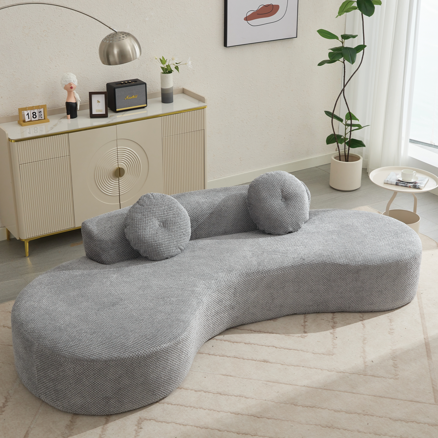Curved Modular Sofa Modern Gray