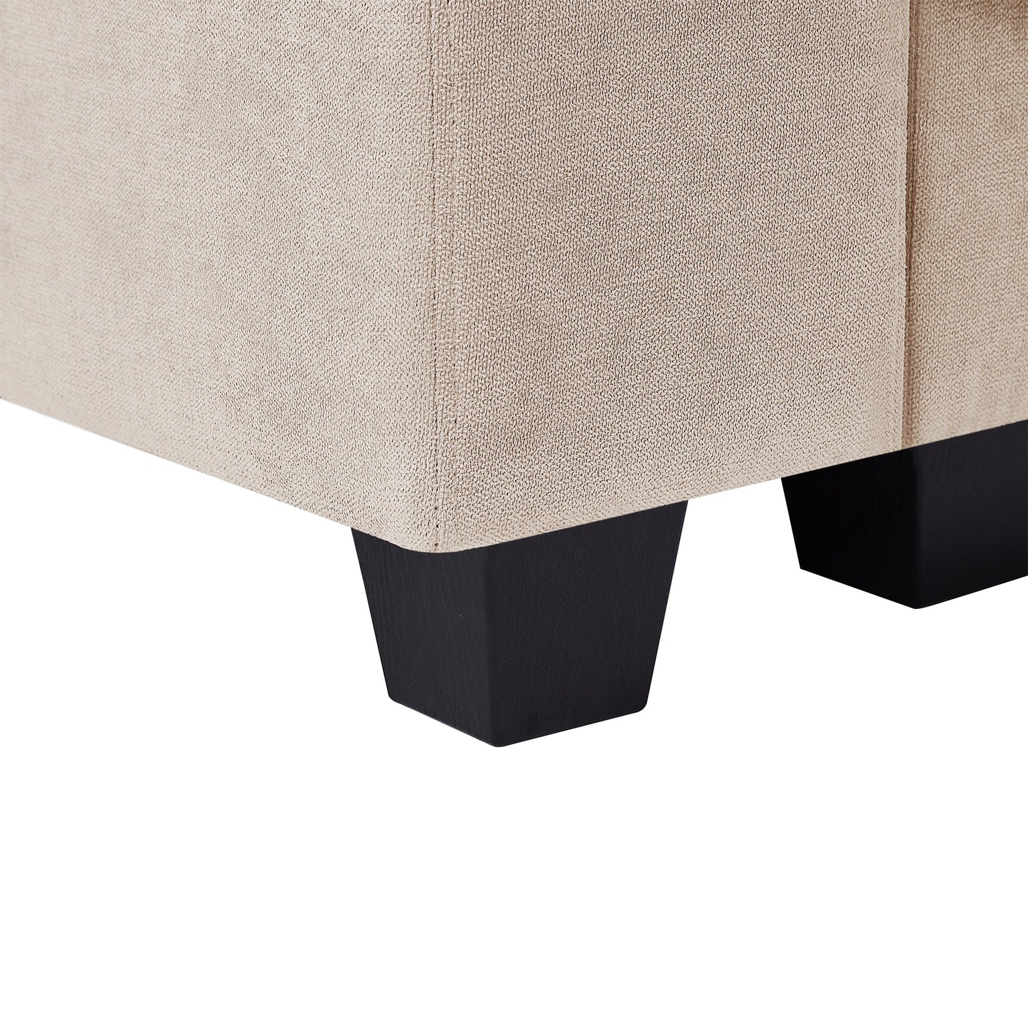 Beige L-Shaped Linen Sectional Sofa