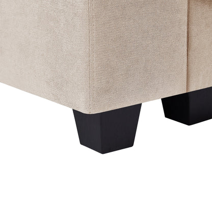 Beige L-Shaped Linen Sectional Sofa