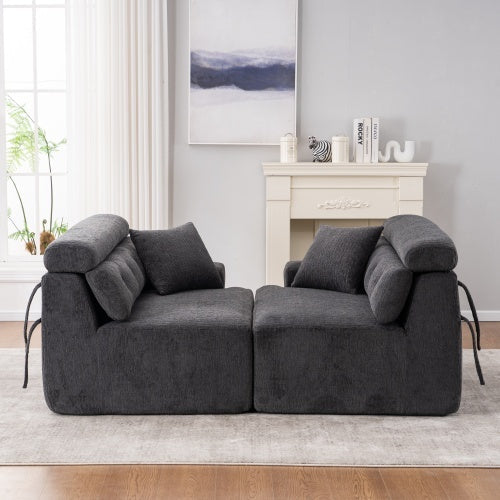 LY-029 GRAY COMPRESSION SOFA 4-seater Combined Sofa, Wood Grain