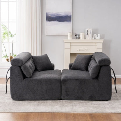 LY-029 GRAY COMPRESSION SOFA 4-seater Combined Sofa, Wood Grain