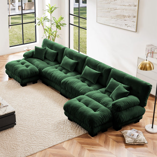 Green Ottomans Chenille U Couch